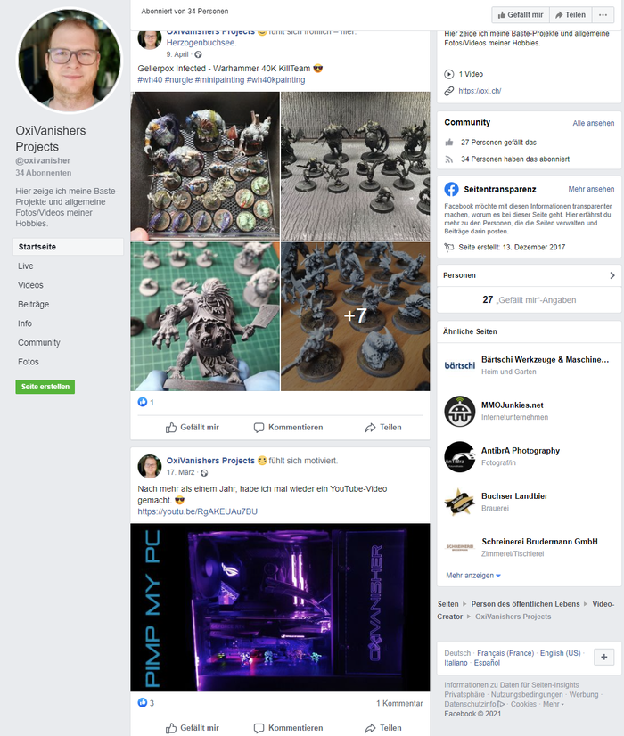 Facebook Page zu Bastel-Projekten Facebook Page zu Bastel-Projekten