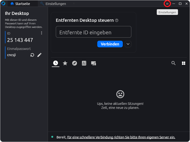 Rust Desk Einstellungen