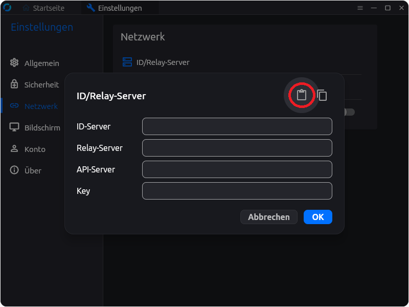 Rust Desk Konfiguration